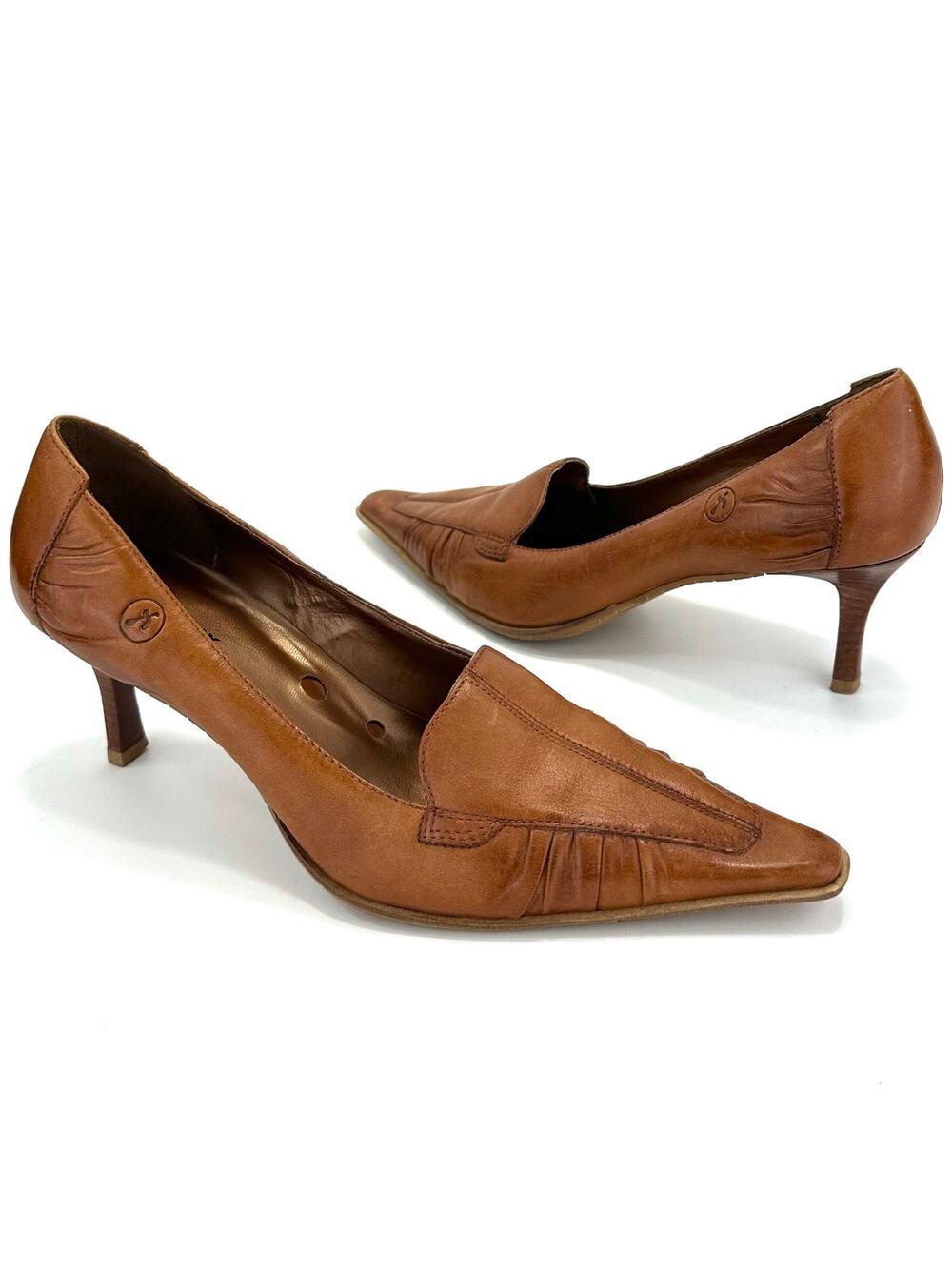 Bronx Pump/Heel/Loafer Size 8/38 Brown Leather Pointy Toe Business Office Classy